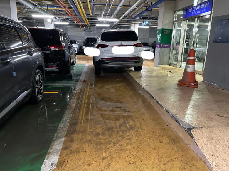 韓国の駐車場