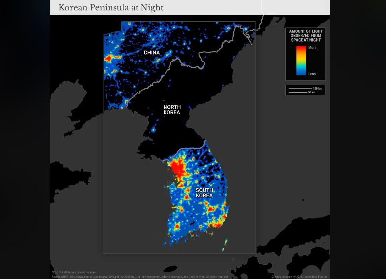 夜の朝鮮半島